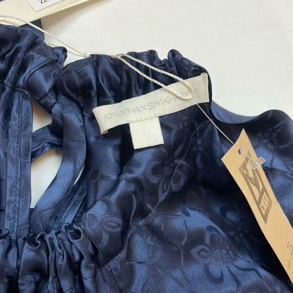 jonathan Simkhai Silk Long Sleeve Top in Navy, size S - NWT - Picture 7 of 14